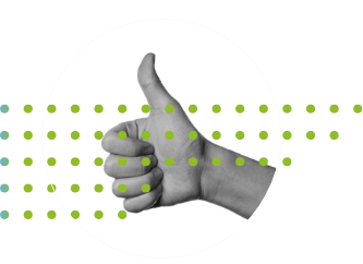 A hand with a thumbs up represents how hands-on Commonly Well is with their work