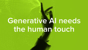 image of hand pointing up with the text generative AI needs the human touch